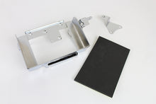 Load image into Gallery viewer, V-Twin chrome battery carrier for motorcycles, durable electrical accessory with polished chrome finish.