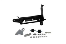 Load image into Gallery viewer, V-TWIN black battery carrier kit for motorcycle electrical system, includes mounting hardware and secure strap.