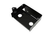 Load image into Gallery viewer, V-TWIN black electrical battery carrier for motorcycles, shown in black with mounting hardware, designed for secure battery transportation.
