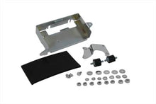Load image into Gallery viewer, V-TWIN chrome battery carrier kit for motorcycle electrical systems, featuring a polished chrome finish and durable construction.