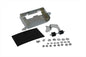 V-TWIN chrome battery carrier kit for motorcycle electrical systems, featuring a polished chrome finish and durable construction.
