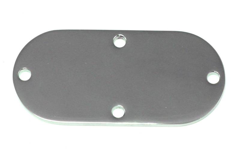 Chrome V-TWIN oval inspection cover for drive line, designed for motorcycle maintenance and customization.