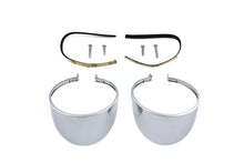 Load image into Gallery viewer, V-TWIN chrome turn signal lamp visor for motorcycle lighting, enhances visibility and style with polished chrome finish.