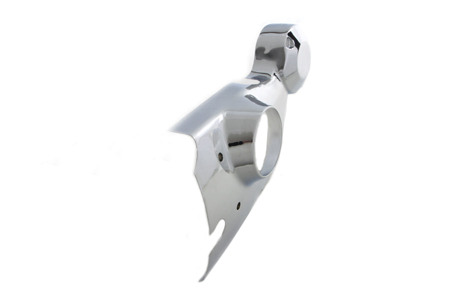 V-TWIN chrome engine cam cover trim with polished finish, designed for V-TWIN motorcycle engines, showcasing sleek chrome detailing.