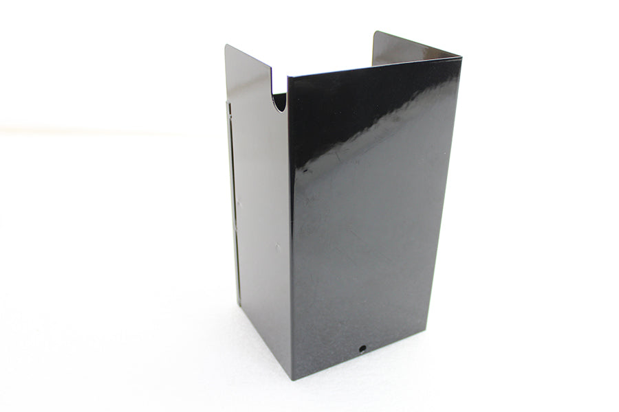 Black V-TWIN Battery Box for electrical systems, designed for secure battery housing in custom or motorcycle applications.