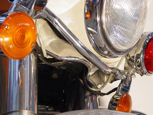 Load image into Gallery viewer, Chrome V-TWIN lower fairing trim for windshield and sissy bar, designed for motorcycle styling and protection.
