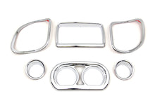 Load image into Gallery viewer, Chrome inner fairing trim kit for windshield and sissy bar by American Dresser, shown on a motorcycle.