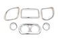 Chrome inner fairing trim kit for windshield and sissy bar by American Dresser, shown on a motorcycle.
