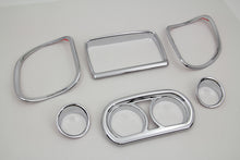 Load image into Gallery viewer, Chrome inner fairing trim kit for windshield and sissy bar by American Dresser, shown on a motorcycle.