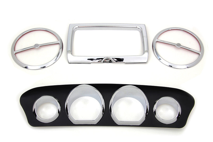 Chrome inner fairing trim kit for windshield and sissy bar from American Dresser, featuring polished chrome finish and detailed design.