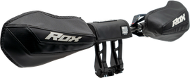 ROX Gen 3 Flex Tec handguards in black and white, lightweight motorcycle handguards with ergonomic design and durable construction.