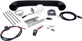 DEI aftermarket exhaust auxiliary fan kit for SXS vehicles, featuring compact, durable design for enhanced cooling performance.
