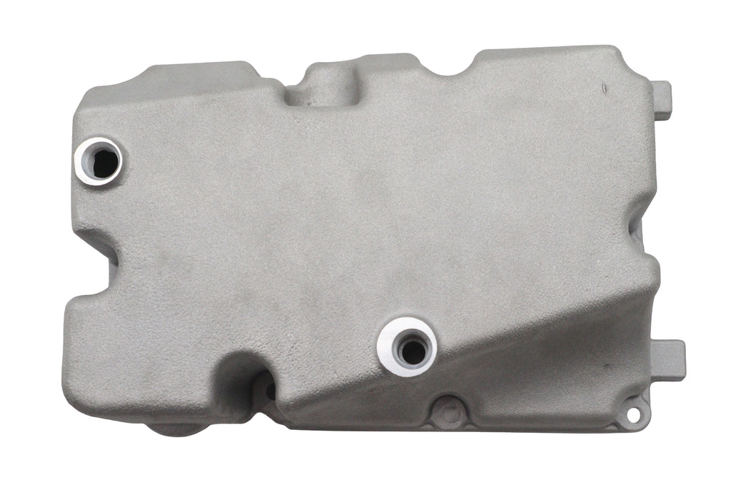 V-TWIN Oil Pan Cover for oil tank, metal motorcycle part with mounting holes, black finish, designed for V-TWIN motorcycle oil tanks.