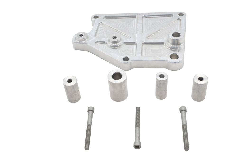 V-Twin alloy sprocket cover for drive line, inchX inch size, durable motorcycle part with a sleek finish.
