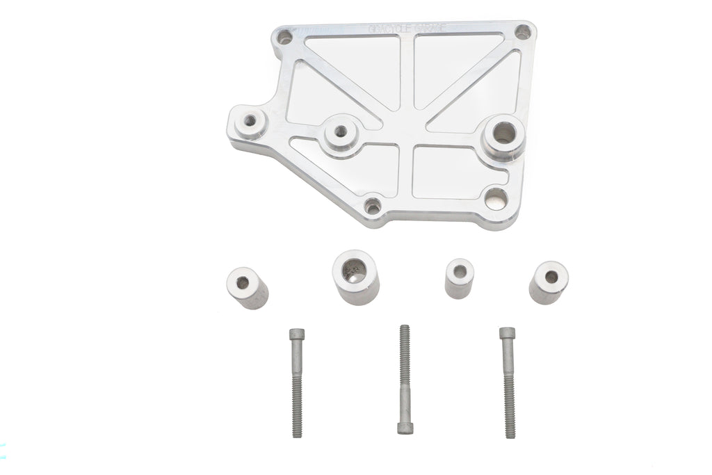 V-Twin alloy sprocket cover for drive line, 43-0009b, showcasing durable metal construction and detailed branding.