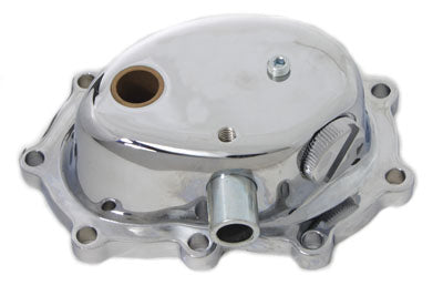 Chrome kick starter cover for motorcycle transmission by Motorshop, featuring a sleek, polished finish.
