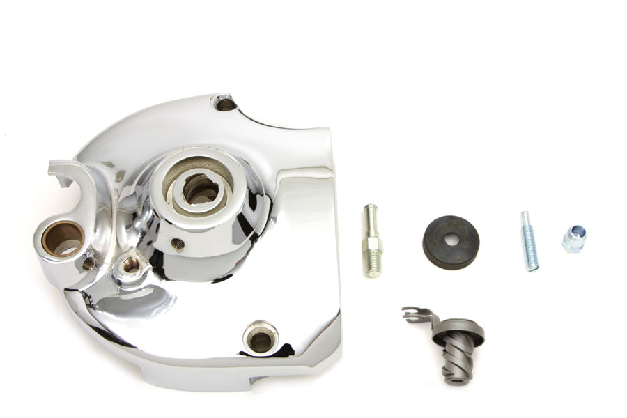Chrome V-Twin Sprocket Cover Kit for drive line, featuring a sleek and polished finish, designed for V-Twin motorcycle models.