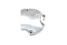 Load image into Gallery viewer, Polished MOTORSHOP drive line sprocket cover with a sleek, shiny finish, designed for motorcycle protection and style.