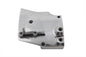 Polished MOTORSHOP sprocket cover for drive line, showcasing a shiny metal finish and precise fit for motorcycle maintenance.