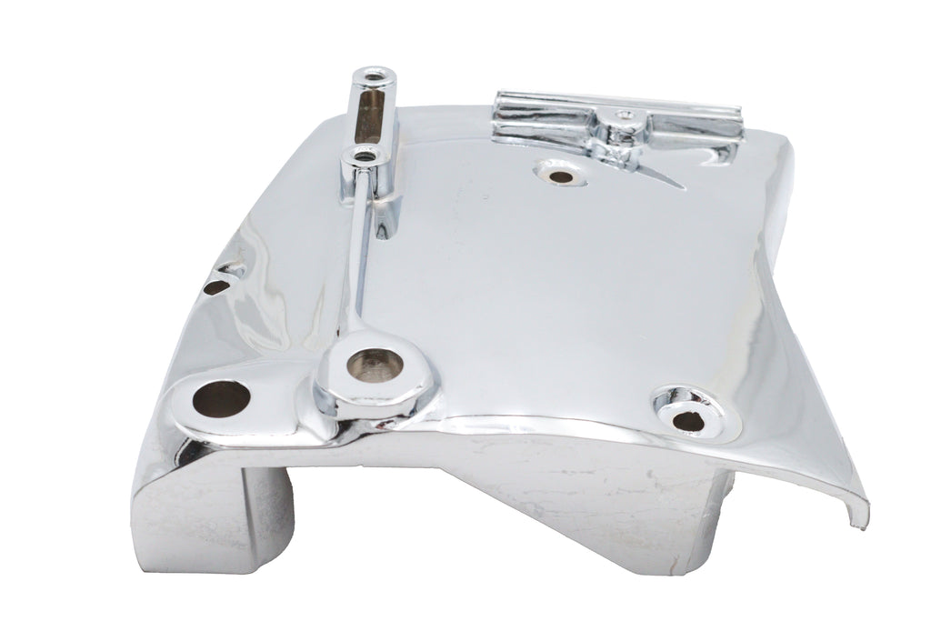 Motorshop Chrome Sprocket Cover for drive line motorcycle, shiny chrome finish, detailed metal construction visible in the image.