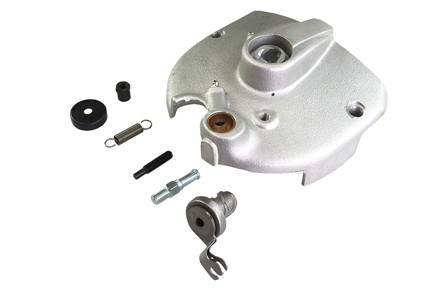 Motorshop cast sprocket cover for drive line, durable metal shield with branding and mounting holes, protects sprocket and chain area.
