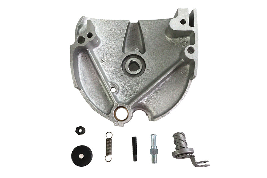 Motorshop cast sprocket cover for drive line, durable metal construction, shown in black with mounting holes.
