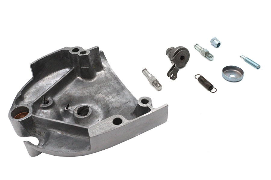 Polished MOTORSHOP drive line kick sprocket cover showing shiny finish and detailed design on a white background.
