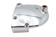 Load image into Gallery viewer, Chrome sprocket cover for motorcycle drive line, branded Motorshop, showcasing polished metal finish on a black background.
