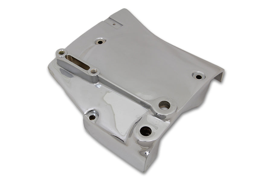 Motorshop chrome sprocket cover for drive line, shiny metal finish, designed to fit motorcycle sprockets.