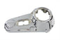 Chrome outer primary cover for drive line by Motorshop, showcasing a sleek, shiny finish on this motorcycle engine component.