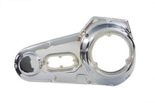 Load image into Gallery viewer, Chrome outer primary cover for motorcycle drive line by Motorshop, featuring a sleek, polished finish and detailed design.