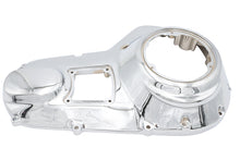 Load image into Gallery viewer, Motorshop chrome outer primary cover for drive line, shiny metallic motorcycle part with detailed finish and branding.
