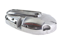 Load image into Gallery viewer, Polished outer primary cover for motorcycle drive line by Motorshop, featuring a sleek, shiny metal finish.