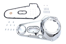 Load image into Gallery viewer, Chrome outer primary cover kit for drive line by Motorshop, featuring a sleek, polished finish on a motorcycle engine component.