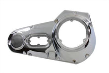 Load image into Gallery viewer, Chrome outer primary cover for drive line by Motorshop, showcasing a shiny, sleek motorcycle engine component.