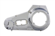 Load image into Gallery viewer, Motorshop Chrome Outer Primary Cover for drive line, shiny chrome finish, detailed view of the motorcycle component.