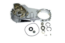 Load image into Gallery viewer, Chrome inner primary cover assembly for drive line from Motorshop, showing the polished chrome finish and detailed construction.