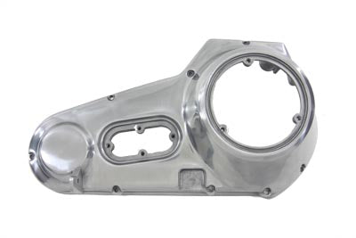 Polished Motorshop drive line outer primary cover with a sleek finish, designed for motorcycle primary drive protection.
