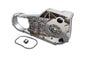 Chrome inner primary cover assembly for motorcycle drive line by Motorshop, showing polished chrome finish and mounting details.