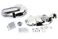 V-TWIN chrome engine dress-up kit installed on motorcycle engine, enhancing appearance with shiny chrome details and custom styling.