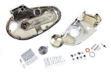 Load image into Gallery viewer, V-TWIN chrome engine dress-up kit installed on motorcycle engine, enhancing appearance with polished chrome components.