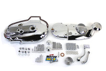 Load image into Gallery viewer, V-TWIN Chrome Engine Dress Up Kit installed on motorcycle engine, enhancing appearance with shiny chrome details.