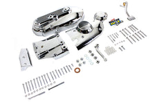 Load image into Gallery viewer, V-TWIN Chrome Engine Dress Up Kit installed on motorcycle engine, enhancing shine and appearance with polished chrome details.