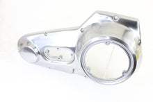 Load image into Gallery viewer, Polished MOTORSHOP drive line outer primary cover for motorcycle, showing a sleek, shiny metal finish with detailed engravings.