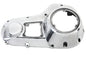 Polished V-Twin outer primary cover for drive line, showcasing a sleek, reflective finish on a motorcycle component.