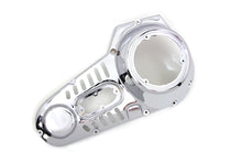Load image into Gallery viewer, Chrome outer primary cover for motorcycle drive line by Motorshop, showcasing a shiny, durable chrome finish with detailed design.