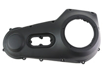 Load image into Gallery viewer, Motorshop black outer primary cover for motorcycle drive line, showing sleek black finish and detailed fitment.