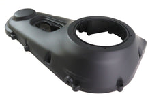 Load image into Gallery viewer, Black Motorshop outer primary cover for motorcycle drive line, shown in the image with a sleek finish and mounting points.