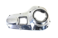 Load image into Gallery viewer, Polished outer primary cover for motorcycle drive line by Motorshop, showcasing a smooth, reflective finish on a metal cover.