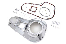 Load image into Gallery viewer, Chrome outer primary cover kit for drive line by Motorshop, featuring a shiny chrome finish and detailed design.